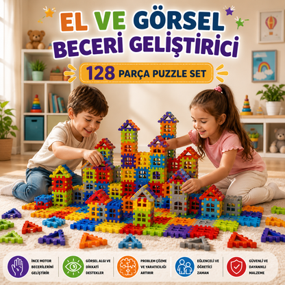 Görsel Beceri Geliştiren 3D Yapı Blokları-Puzzle