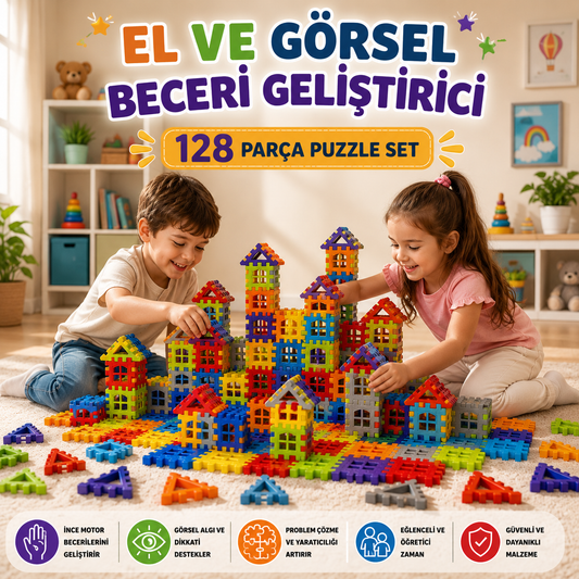 Görsel Beceri Geliştiren 3D Yapı Blokları-Puzzle