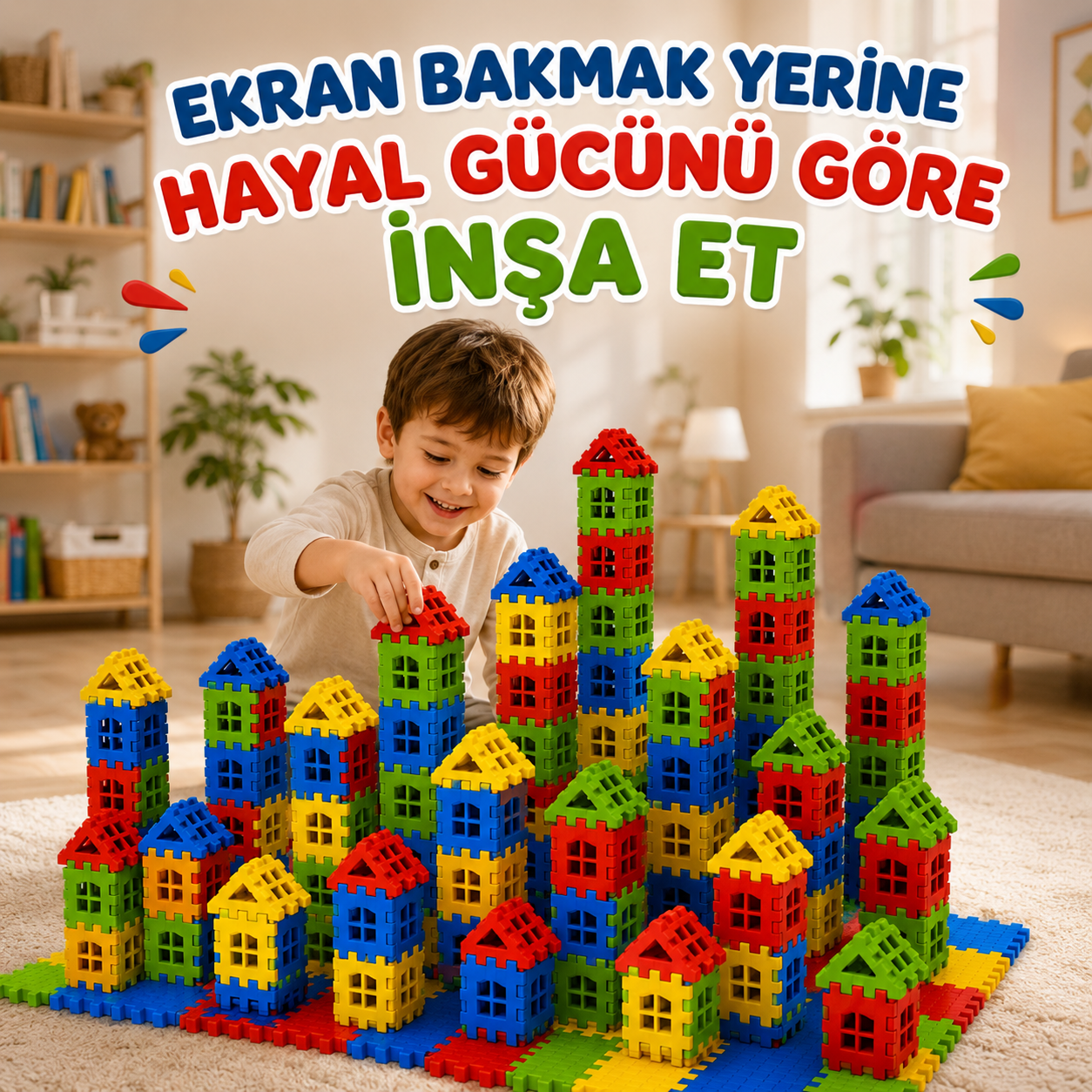 Görsel Beceri Geliştiren 3D Yapı Blokları-Puzzle