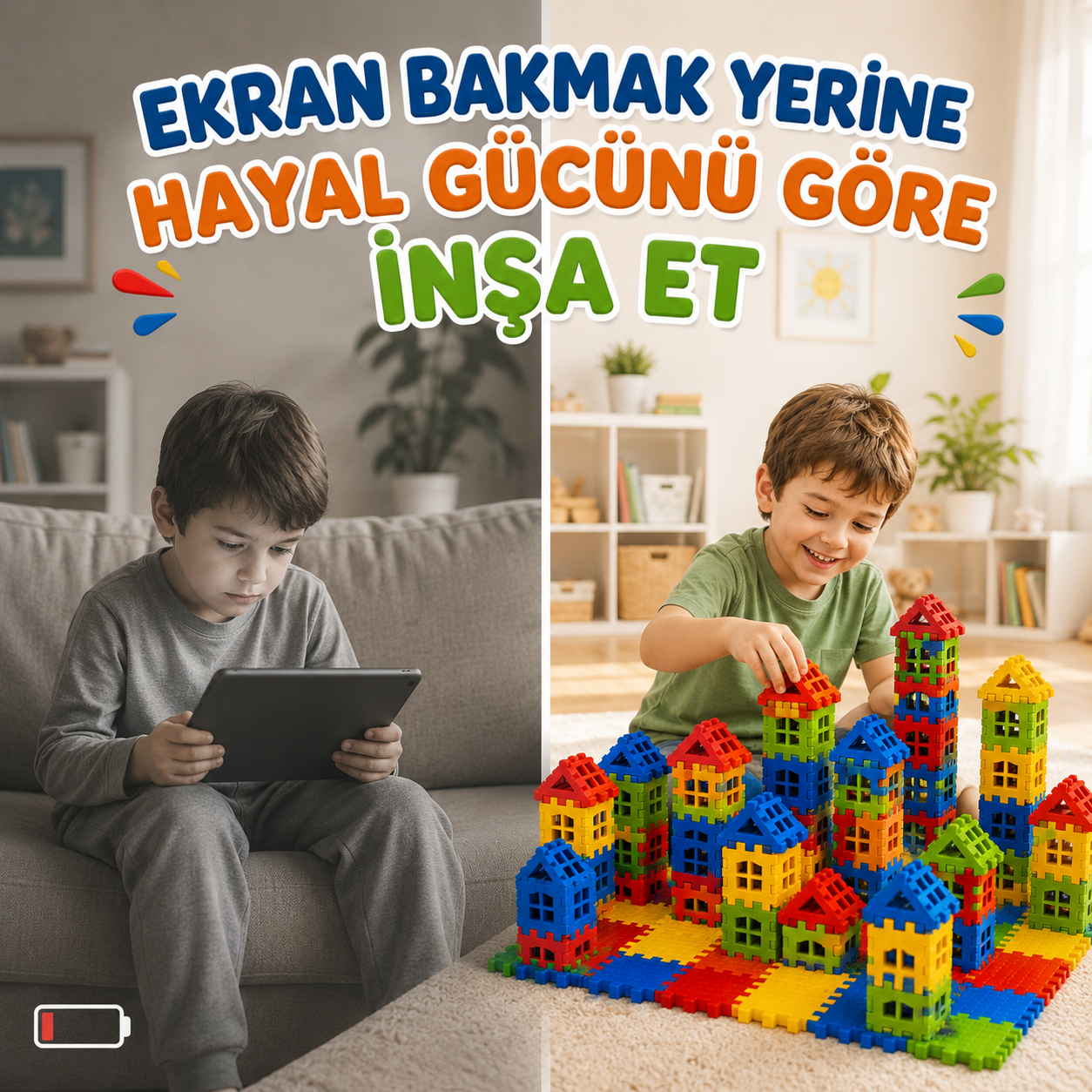 Görsel Beceri Geliştiren 3D Yapı Blokları-Puzzle