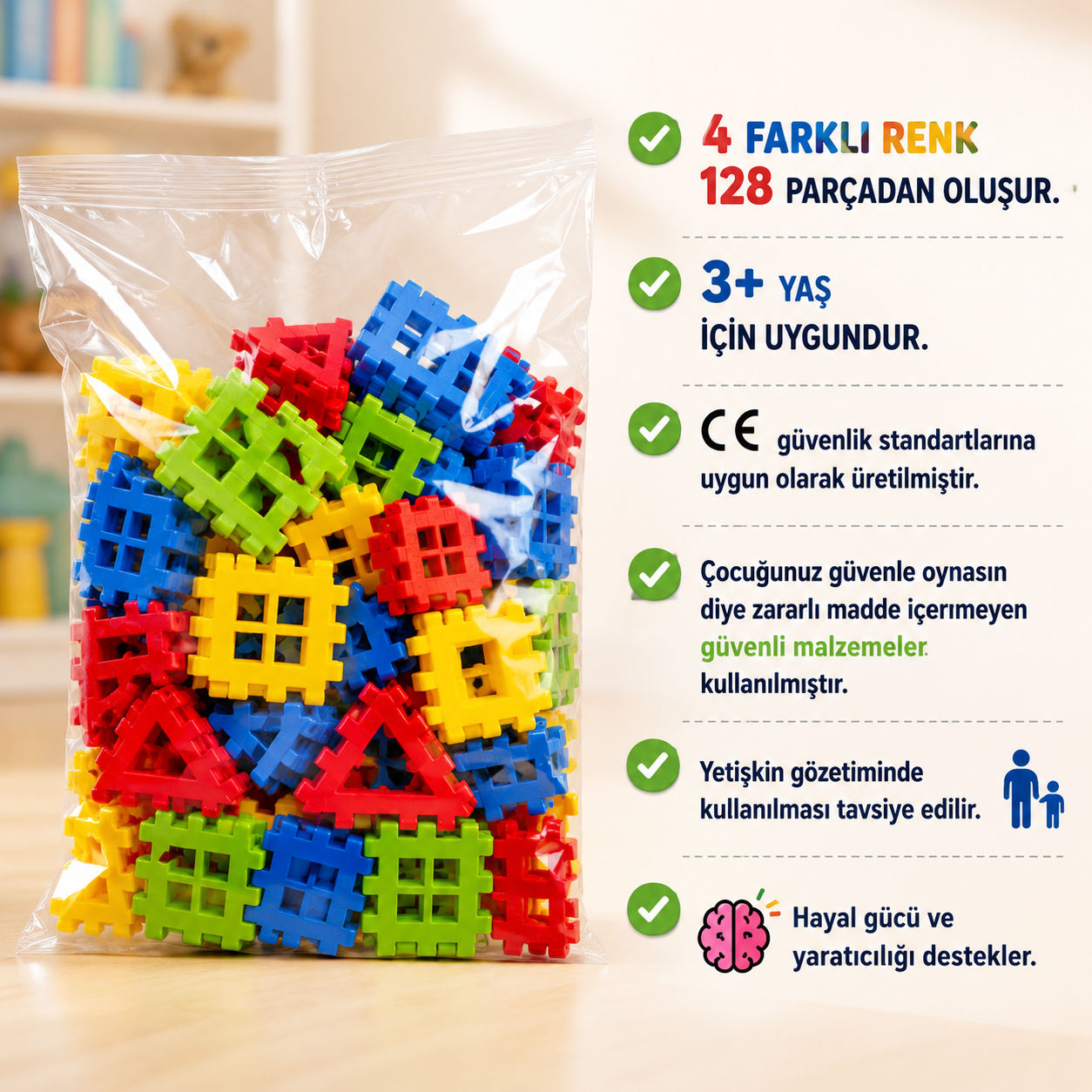 Görsel Beceri Geliştiren 3D Yapı Blokları-Puzzle